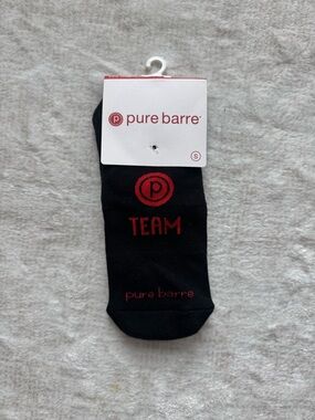 Pure Barre Black Crew Socks with Red 'TEAM' Logo